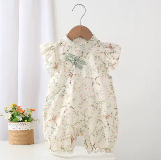 Baby Toddler Chinese Style Lightweight Floral Romper. 6-18M 2 Colours