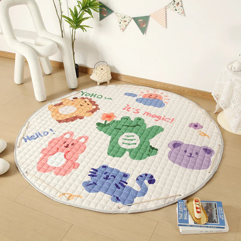 Round Baby Play Mat 150cm – Foldable Cartoon Floor Rug