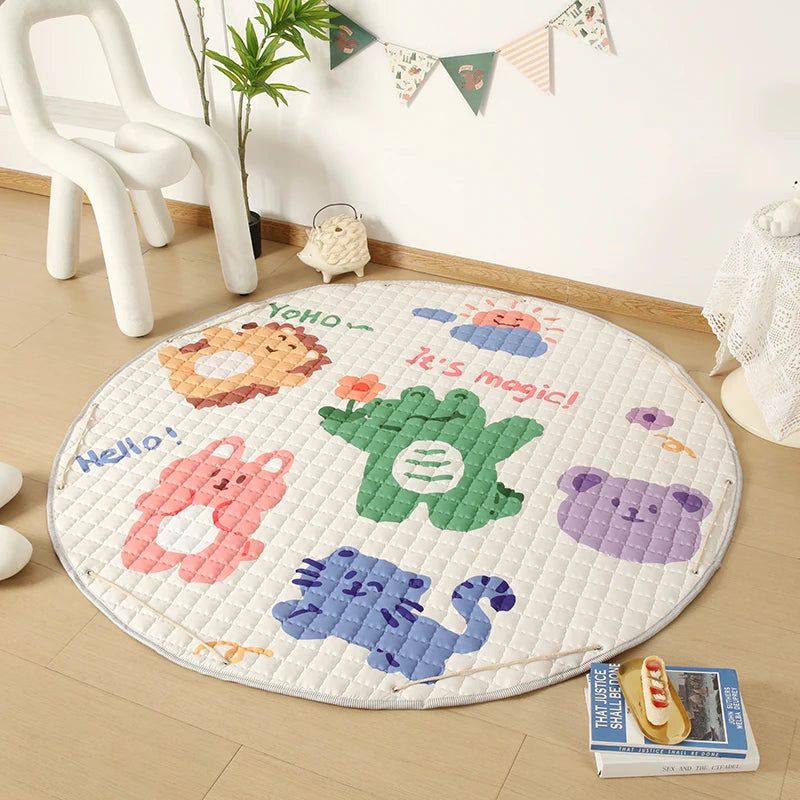 Round Baby Play Mat 150cm – Foldable Cartoon Floor Rug