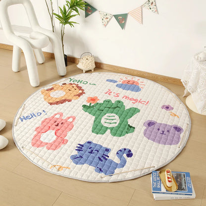 Round Baby Play Mat 150cm – Foldable Cartoon Floor Rug